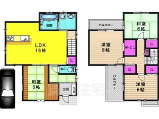京都府京都市西京区桂芝ノ下町【テラスハウス】の間取り