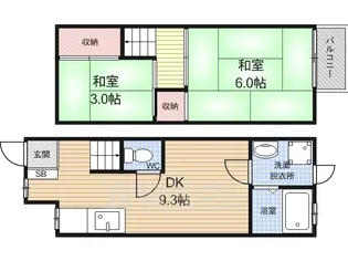 京都府京都市南区久世大築町【テラスハウス】の間取り