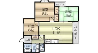 ミューゼス上野芝【502号室】の間取り