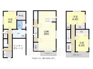 大阪府高槻市津之江町3丁目【一戸建】の間取り