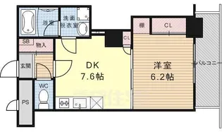 グラシオン西陣【6階】の間取り