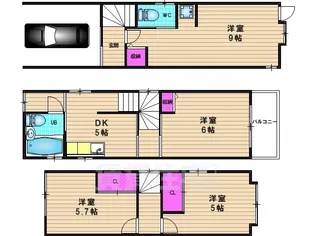京都府京都市西京区下津林北浦町【一戸建】の間取り