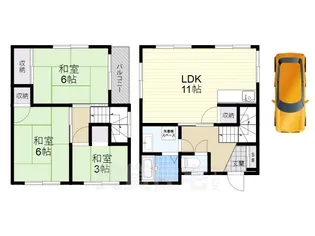 大阪府豊中市中桜塚1丁目【テラスハウス】の間取り