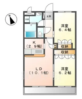 コーポ・サカシタB棟【1階】の間取り