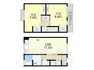 滋賀県大津市大江3丁目【テラスハウス】の間取り