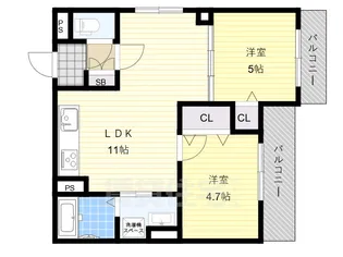 クリエオーレ大正【2階】の間取り