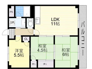 大阪府大阪市住吉区遠里小野2丁目【マンション】の間取り