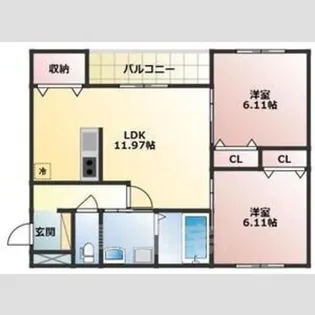 ヴェルメゾン尼崎尾浜町【1階】の間取り
