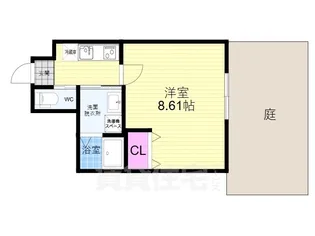フラッティ西京極【1階】の間取り