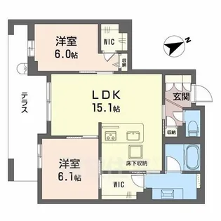 アルテーヌ浜寺元町【1階】の間取り