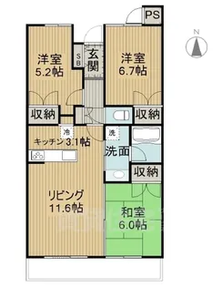 グラン・ブルー智恵光院通【5階】の間取り