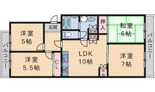 ヒルズバロウ【3階】の間取り