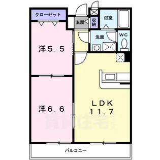 2LDKの間取り画像
