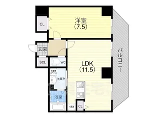 1LDKの間取り画像