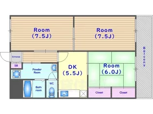 エバーグリーン嵐山【4階】の間取り