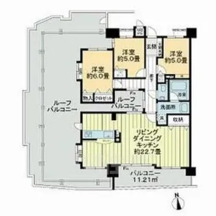 ライオンズマンション築地口 弐番館【13階】の間取り