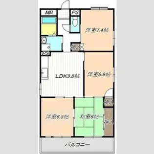 グランデ松蔭【4階】の間取り