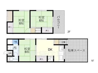 大阪府大阪市東住吉区湯里1丁目【一戸建】の間取り