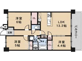 クリスタ京都【3階】の間取り