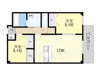 リヴェール西宮【2階】の間取り
