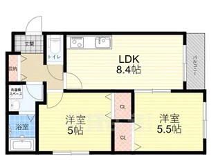 クレセル利倉東2【1階】の間取り