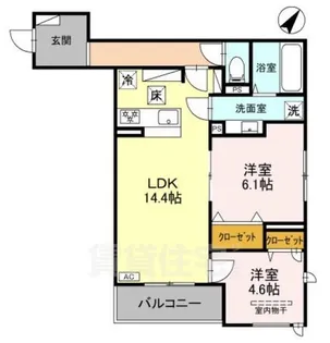 グランマーリエ松野通【1階】の間取り