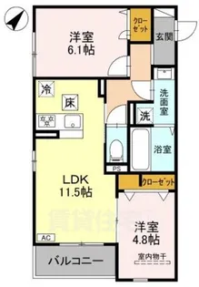 グランマーリエ松野通【1階】の間取り