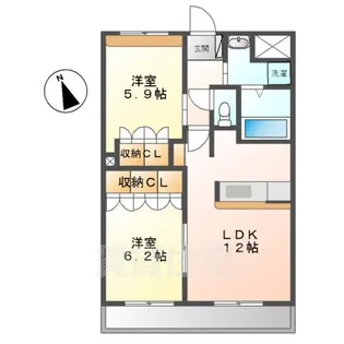 コーポ・サカシタC棟【1階】の間取り