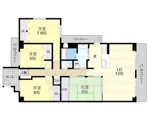 大阪府吹田市佐井寺4丁目【マンション】の間取り