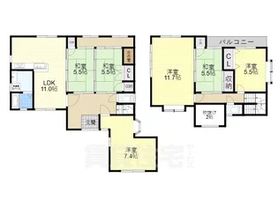 大阪府柏原市旭ケ丘3丁目【一戸建】の間取り