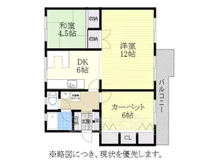 西一社団地12号棟【5階】の間取り