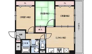 レジデンスオークラ【6階】の間取り