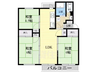 新金岡第六次住宅八棟【4階】の間取り
