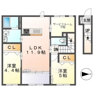 アンソレイエ橿原【2階】の間取り