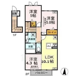プレジール/シャルール シャルール【2階】の間取り