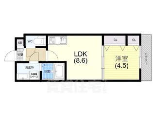ジーメゾン神戸駒ヶ林【202号室】の間取り