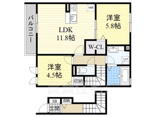 シャトレー旭町【2階】の間取り