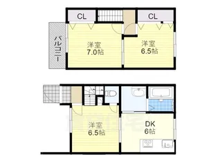 滋賀県大津市大萱3丁目【テラスハウス】の間取り