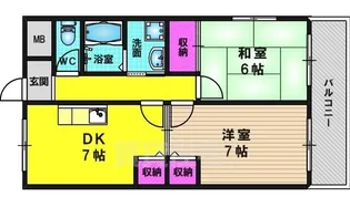 ラコルレ川政【4階】の間取り
