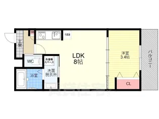 アドバンスコート五条丹波口【1階】の間取り