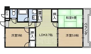 ジュフク松本【6階】の間取り
