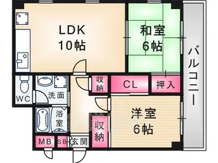Y’sコート蘭びっく【2階】の間取り