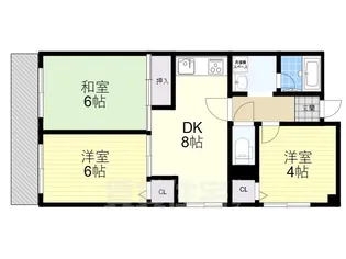 クリスタルハイツ浅香【1階】の間取り