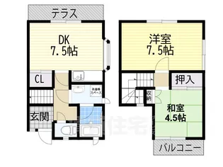 奈良県橿原市西池尻町【テラスハウス】の間取り