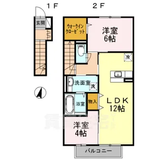 奈良県奈良市青野町1丁目【アパート】の間取り