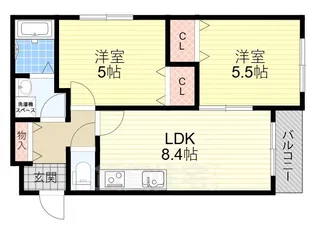クレセル利倉東2【1階】の間取り