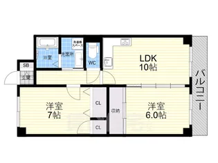 2LDKの間取り画像