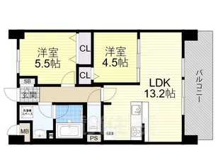 ディエスベアティ久宝寺口【2階】の間取り
