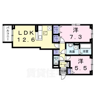 クローバー フレア【1階】の間取り