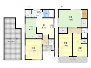 大阪府東大阪市新池島町1丁目【一戸建】の間取り
